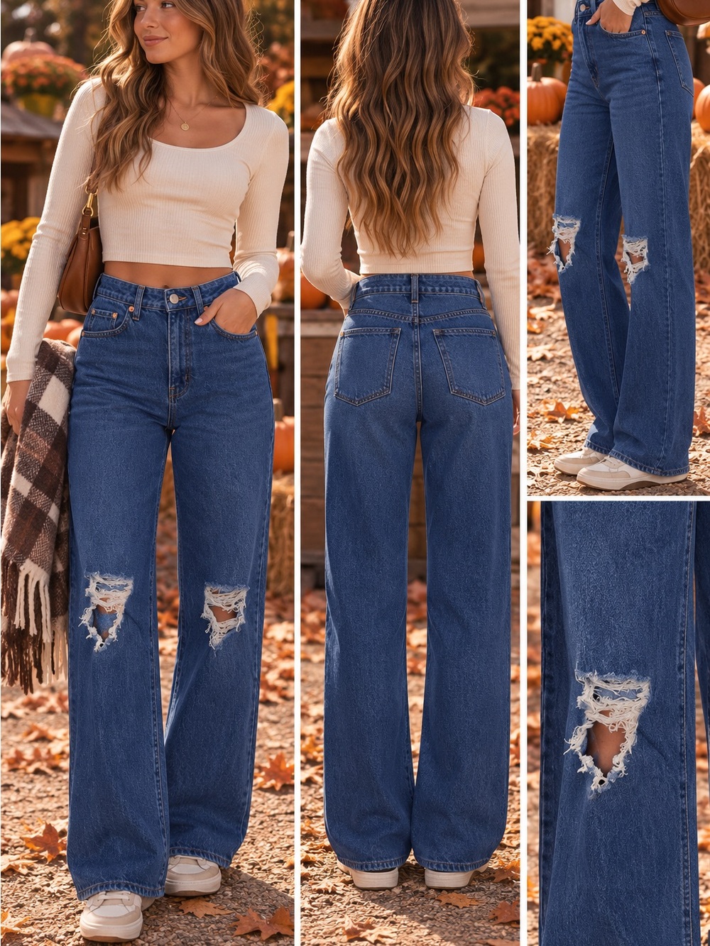 Wild Fable Dark Blue Distressed High-Rise Women’s Jeans
